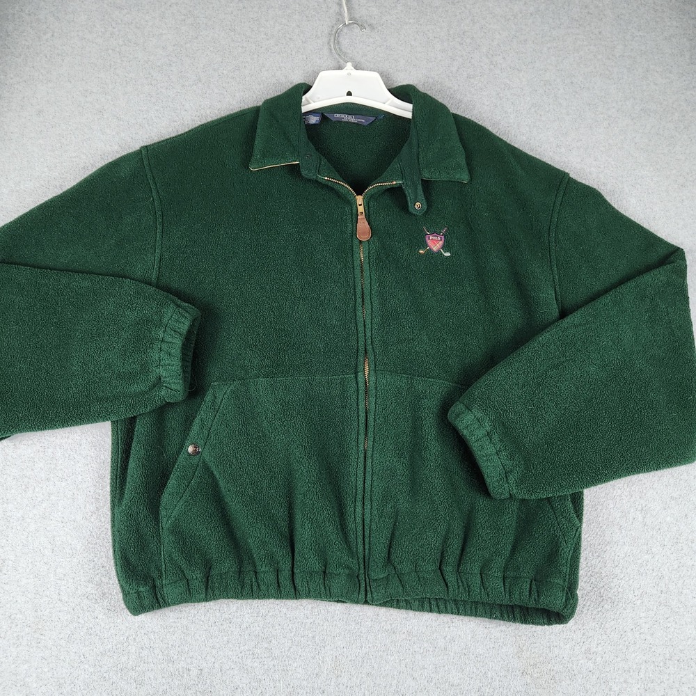 Vintage Polo Ralph Lauren Jacket Mens 2XL Green Fleece Polartec Winter Full Zip